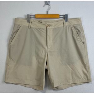 COLUMBIA Shorts Mens 38 Tan Lightweight Stretch‎ Nylon 8" Length Quick Dry